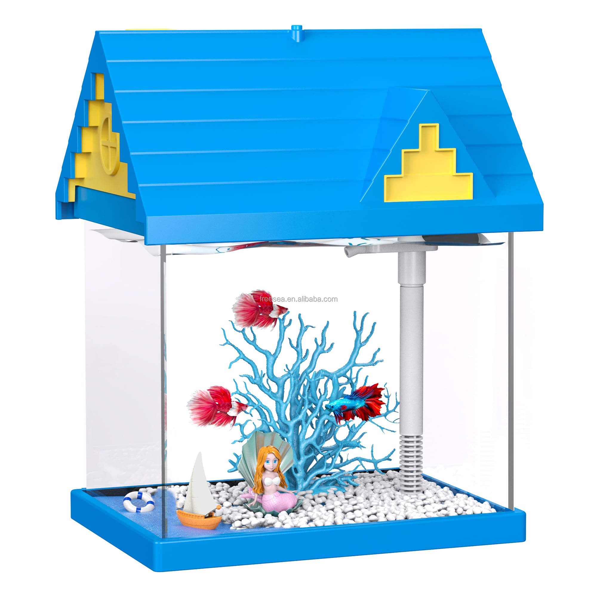 Fish and aquatic pets collection – acrylic fish tank with filtration and lighting