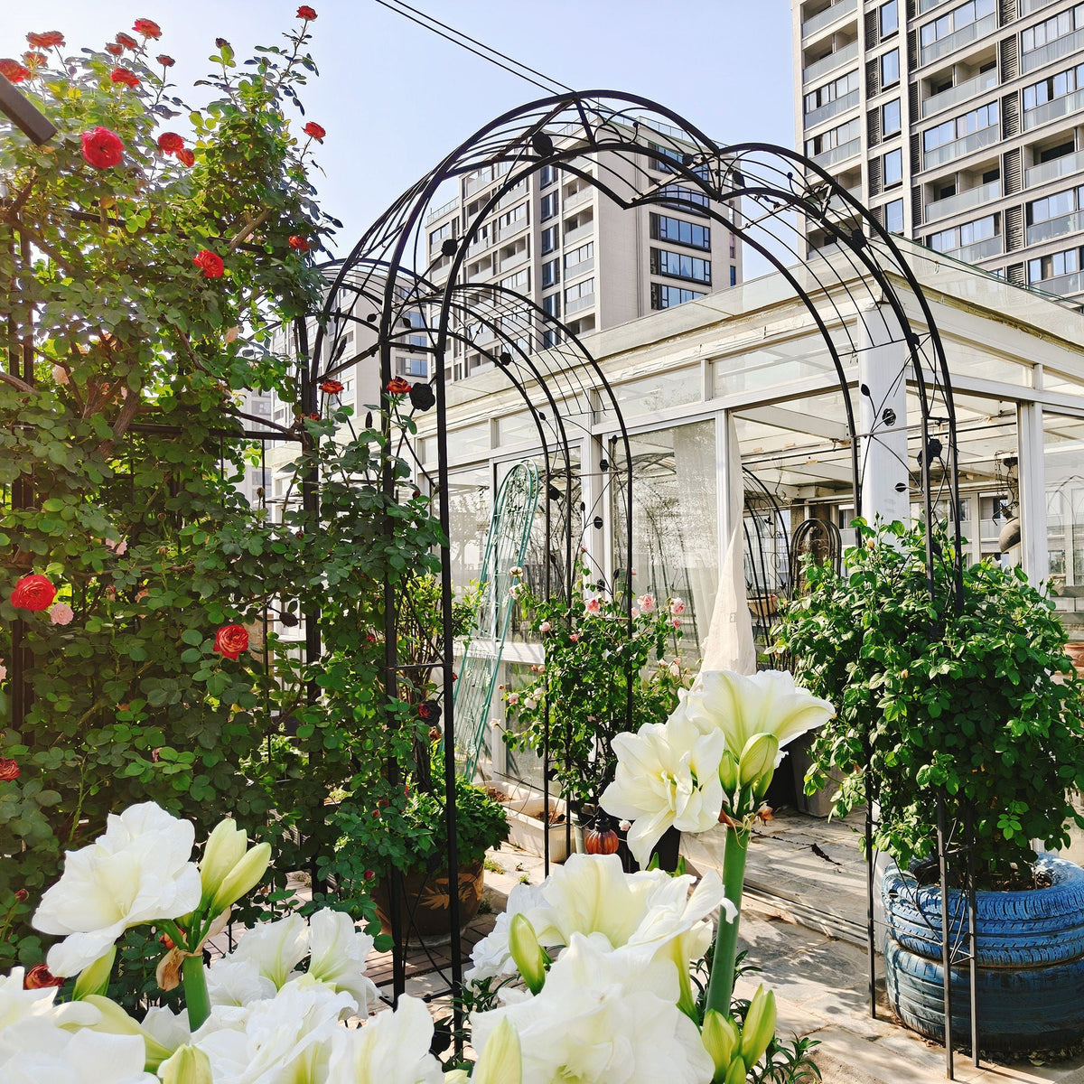 Metal Garden Arch Assemble Freely With 8 Styles Garden Arbor Trellis Climbing Plants Support Rose Arch