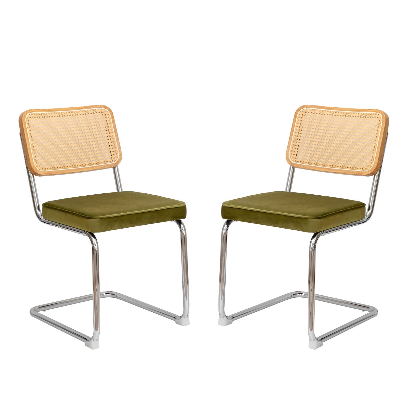 Rattan Side Accent Dining Chairs With Painted Legs (Set of 2)