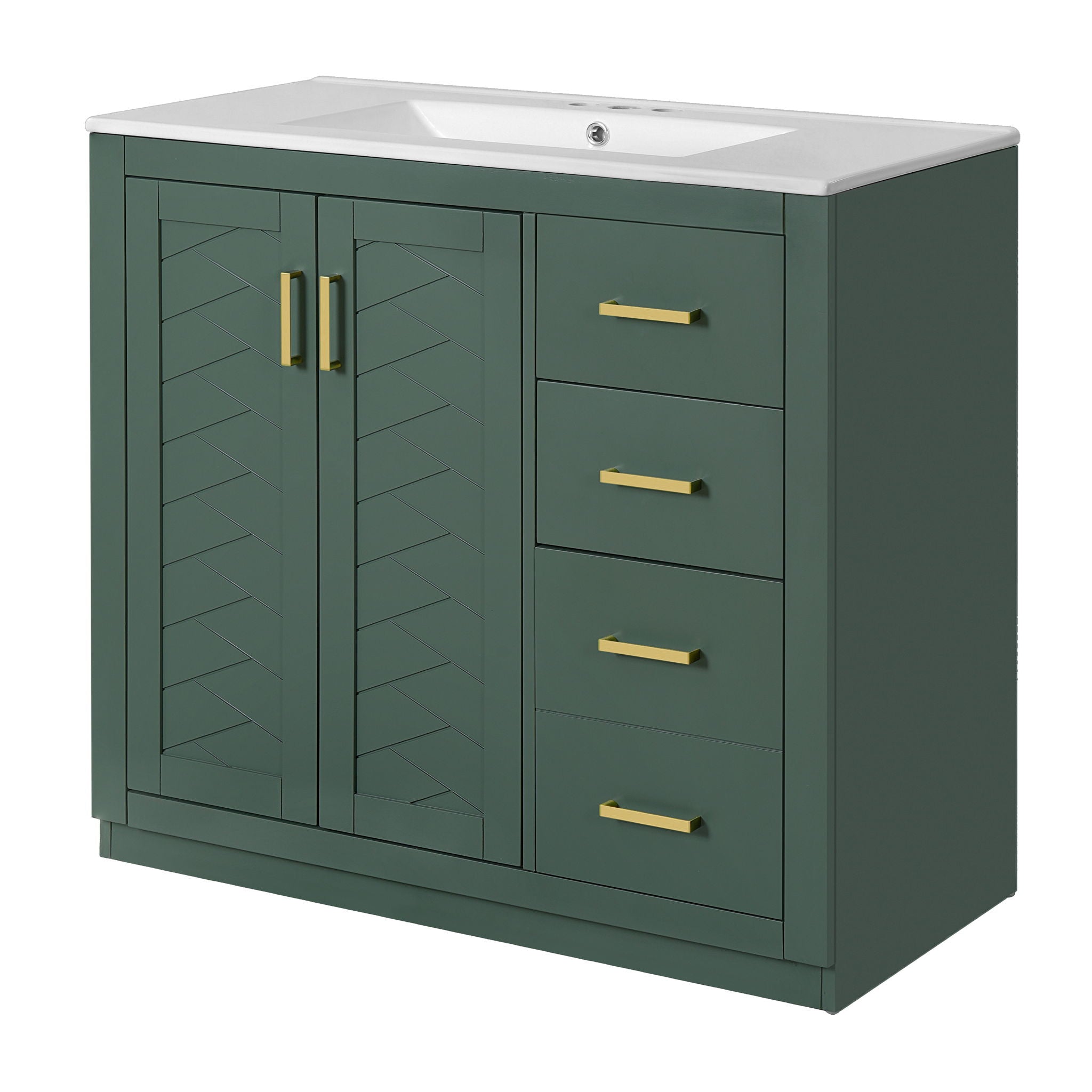 Bathroom Vanity With Sink Combo, Storage Cabinet, Freestanding Set With 3 Drawers & Soft Closing Doors