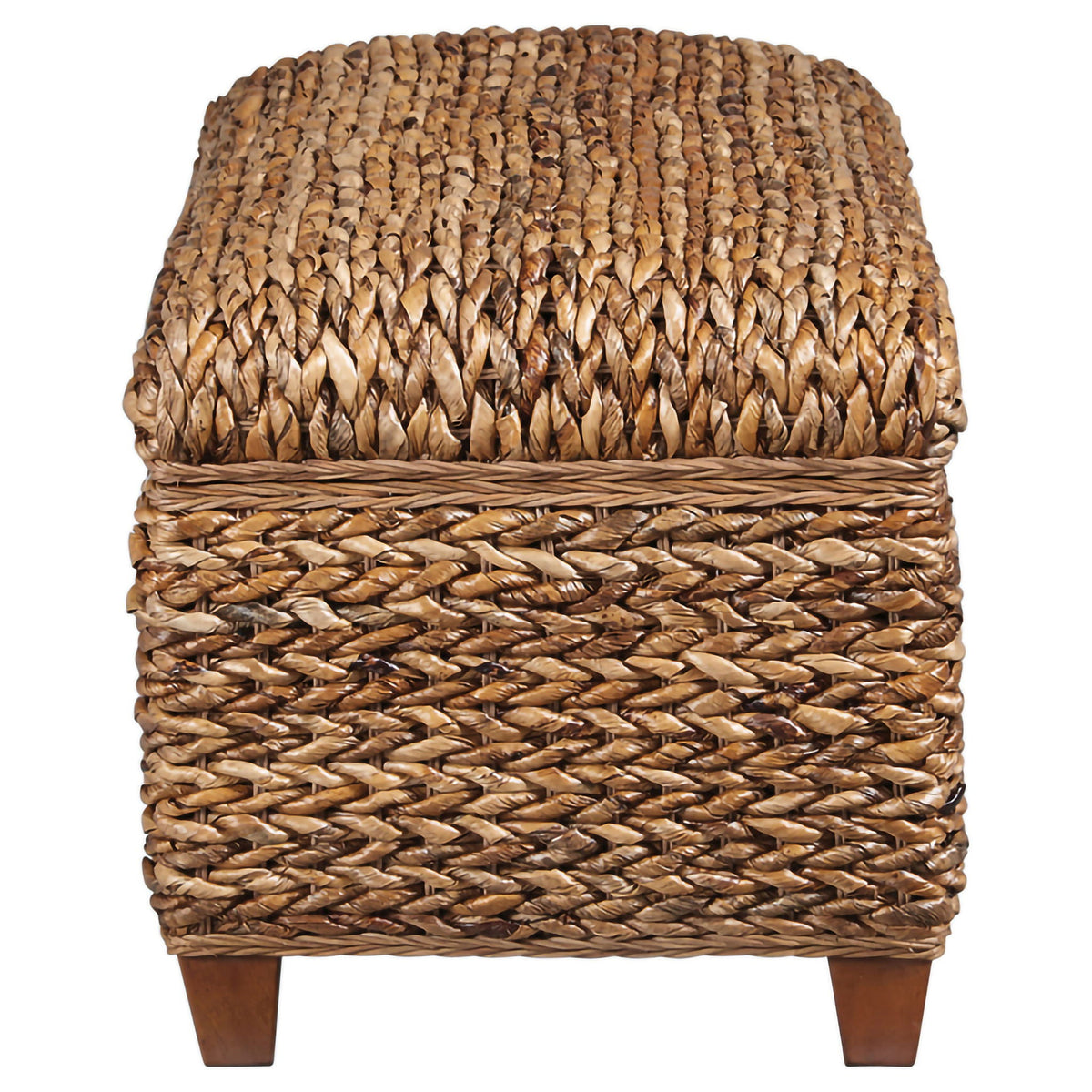 Laughton Hand-Woven Banana Leaf Storage Bench Amber