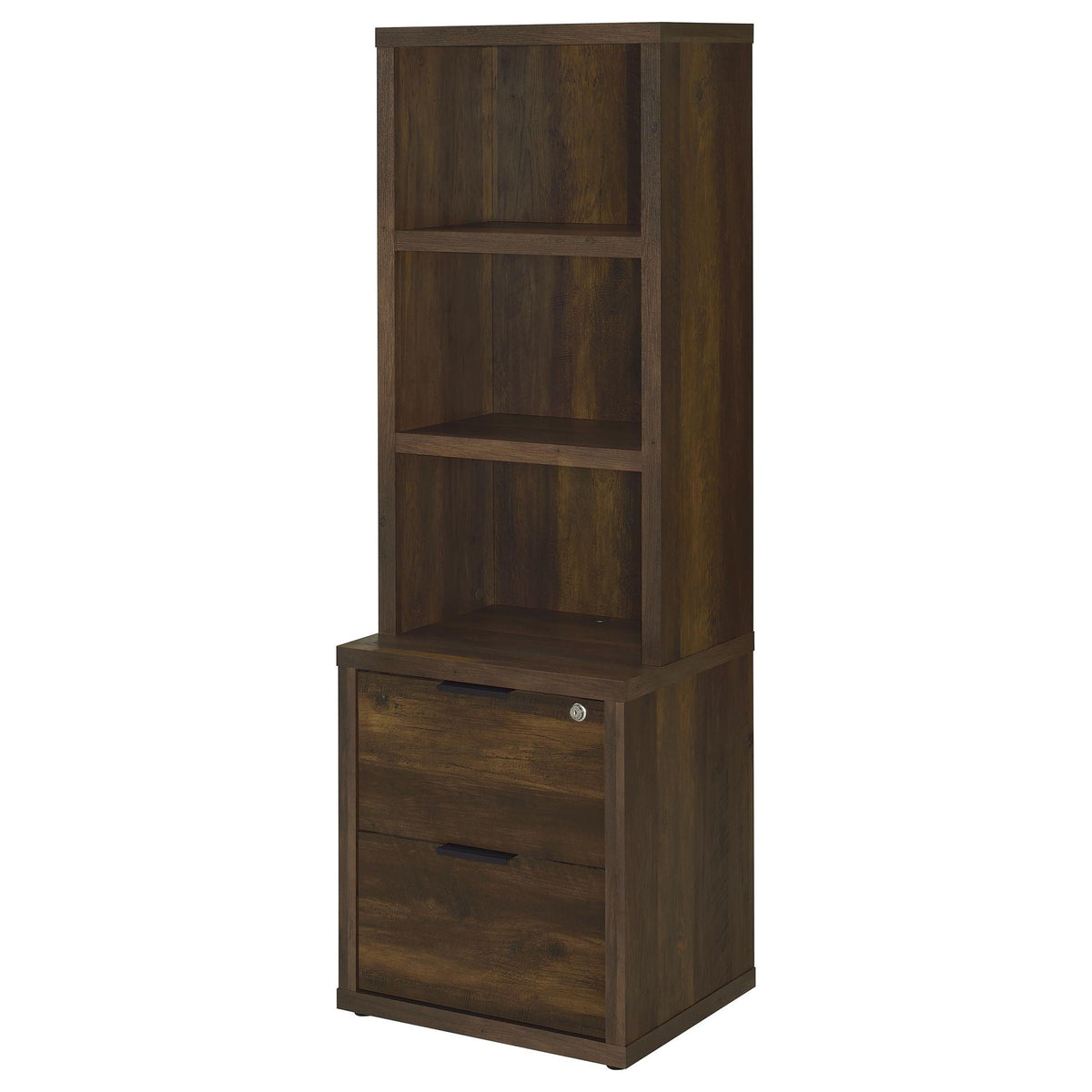 Westpark 3-shelf Bookcase USB and Lockable Drawer Dark Pine