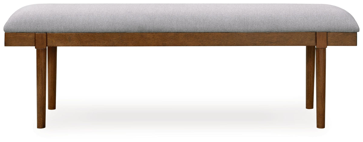 Lyncott - Large Upholstered Dining Room Bench - Gray / Brown