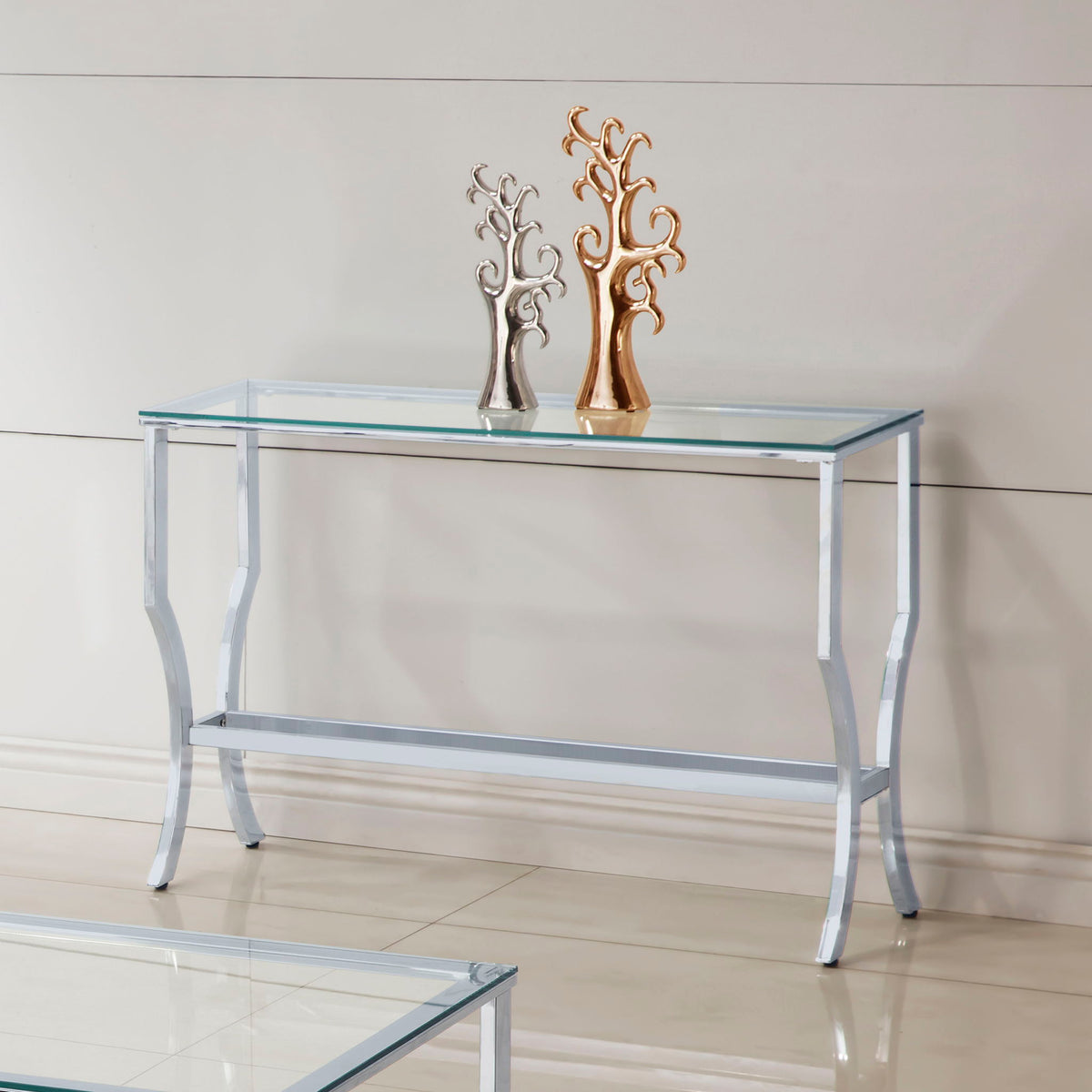 Saide Rectangular Glass Top Entryway Console Table Chrome