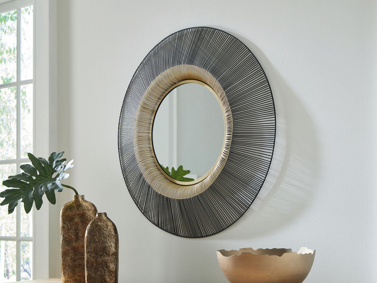 Dallmen - Accent Mirror - Black / Gold Finish