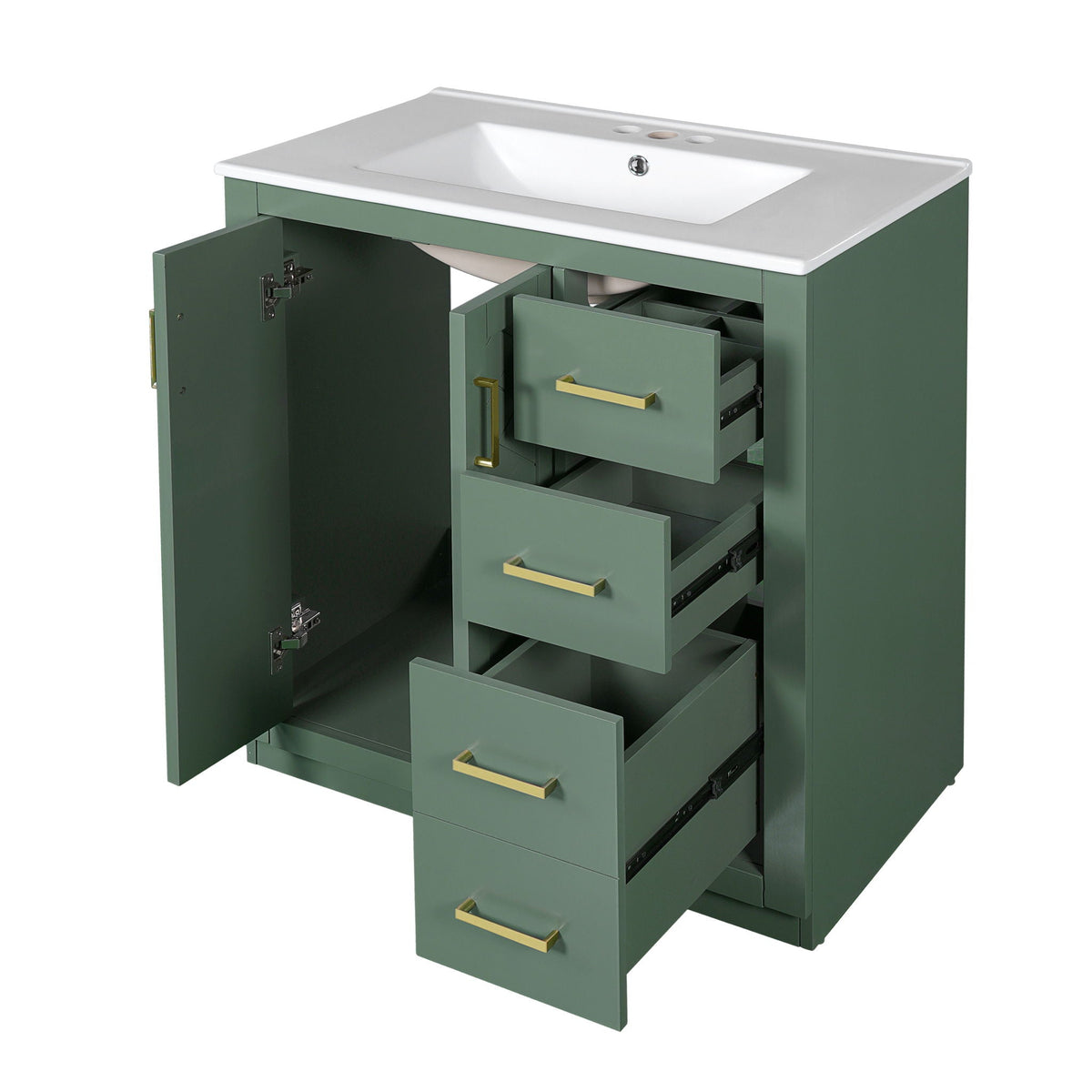 Bathroom Vanity With Sink, Storage Cabinet, Freestanding Set With 3 Drawers & Soft Closing Doors