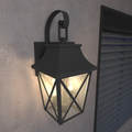 Black 2-light outdoor wall light front view