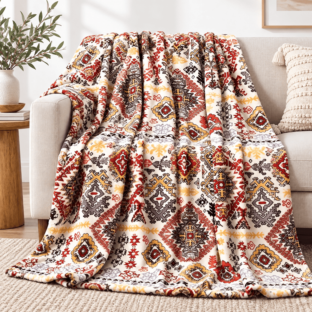 DaDa Bedding Southwestern Havana Geometric Soft Plush Fleece Flannel Throw Blanket (XY1012)
