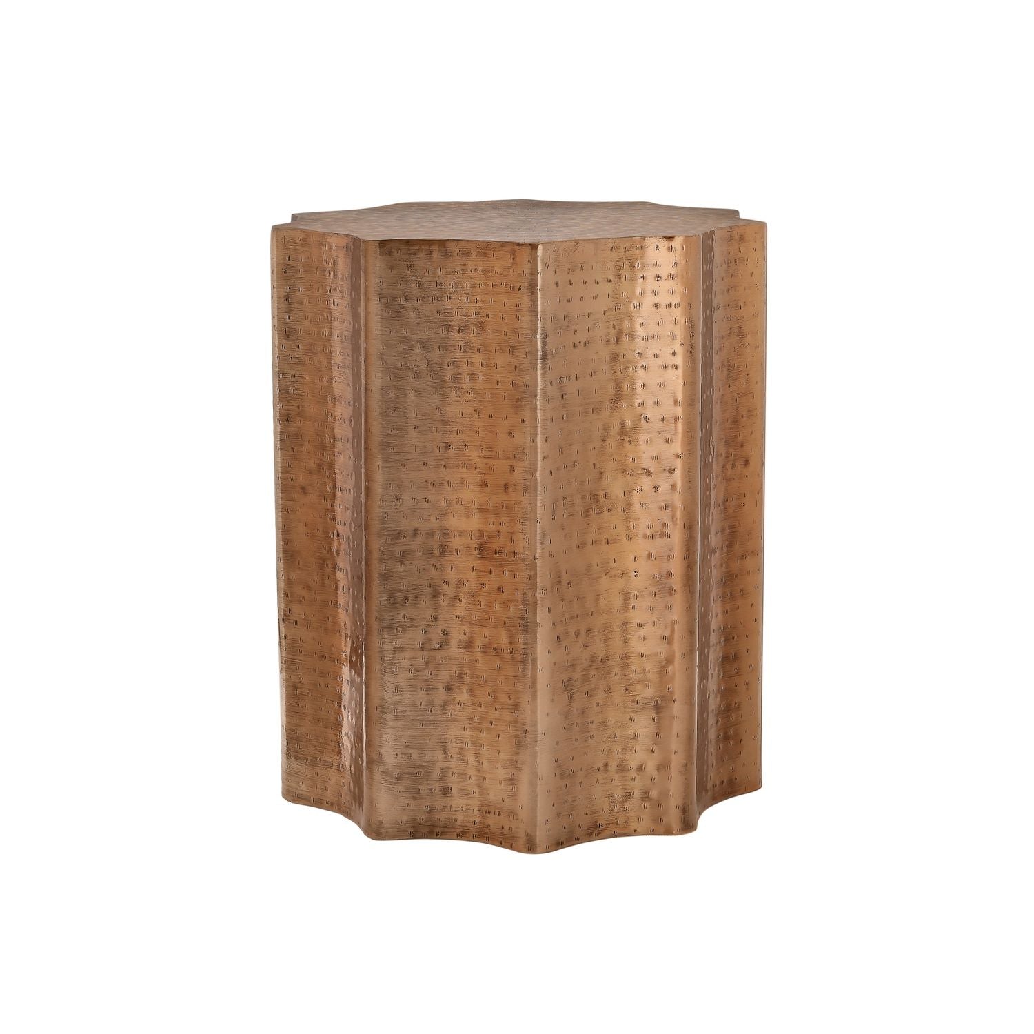 Drum Accent Side Table, Stylish Scalloped Design