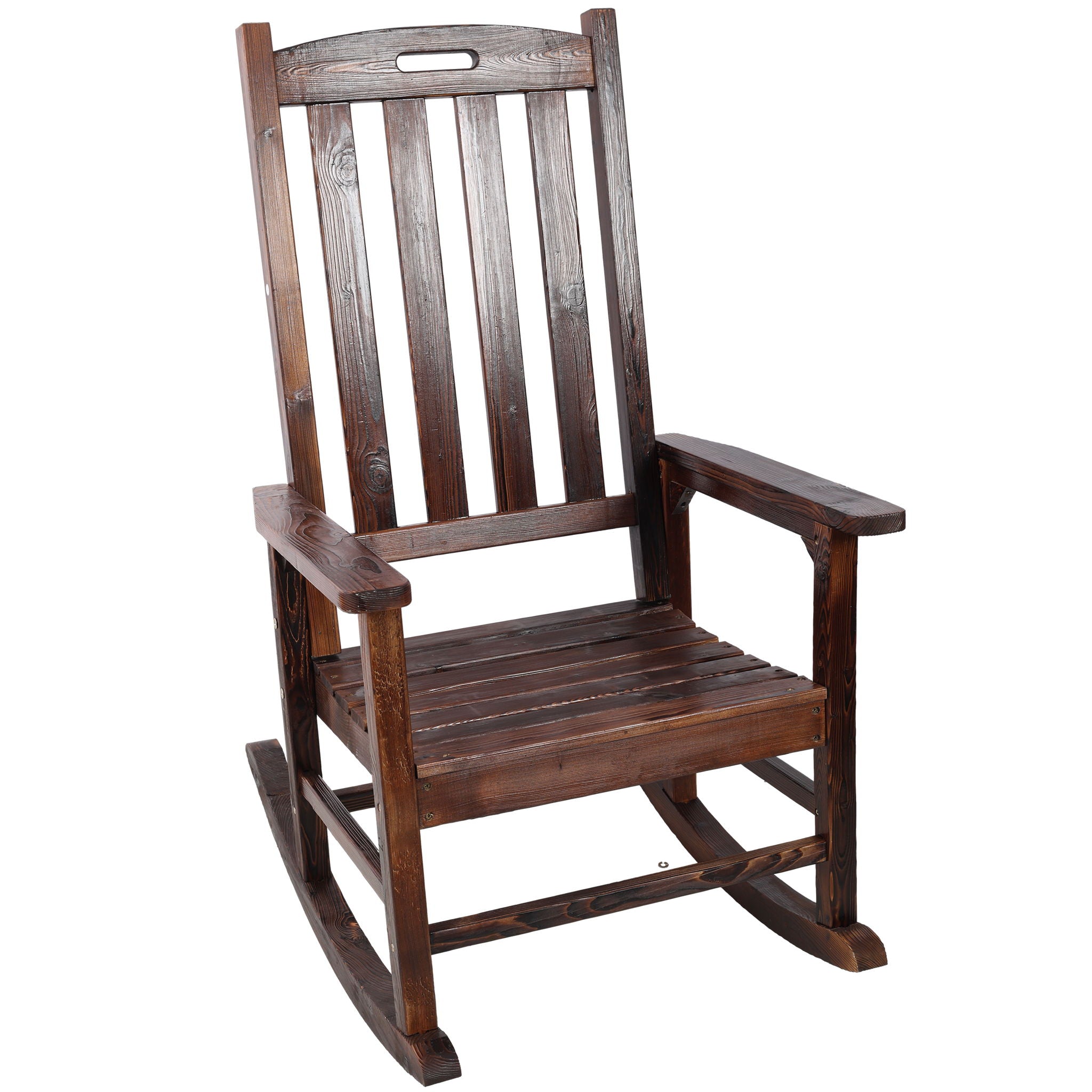 Oversized Porch Rocker Chair With Wide Seat And Tall Backrest