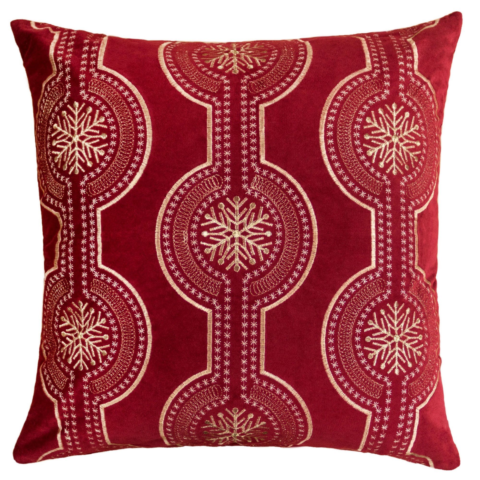 Holiday Throw Pillow With Snowflake Embroidery