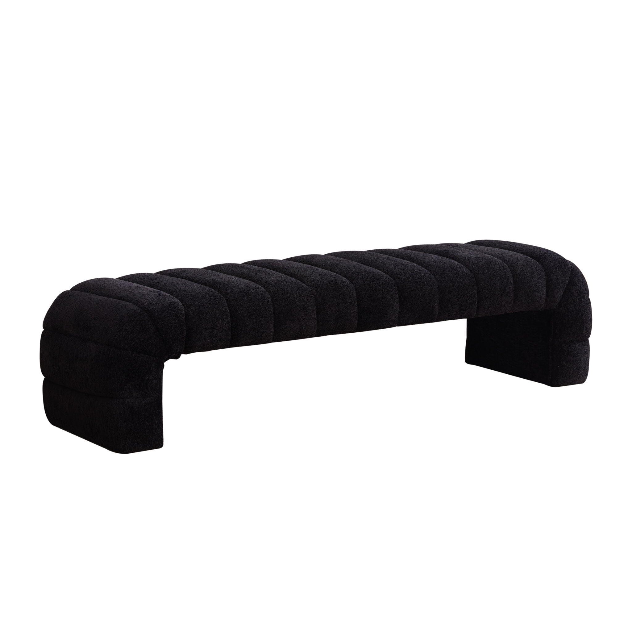Modern Upholstered Armless Bed Bench With Channel Tufted Design