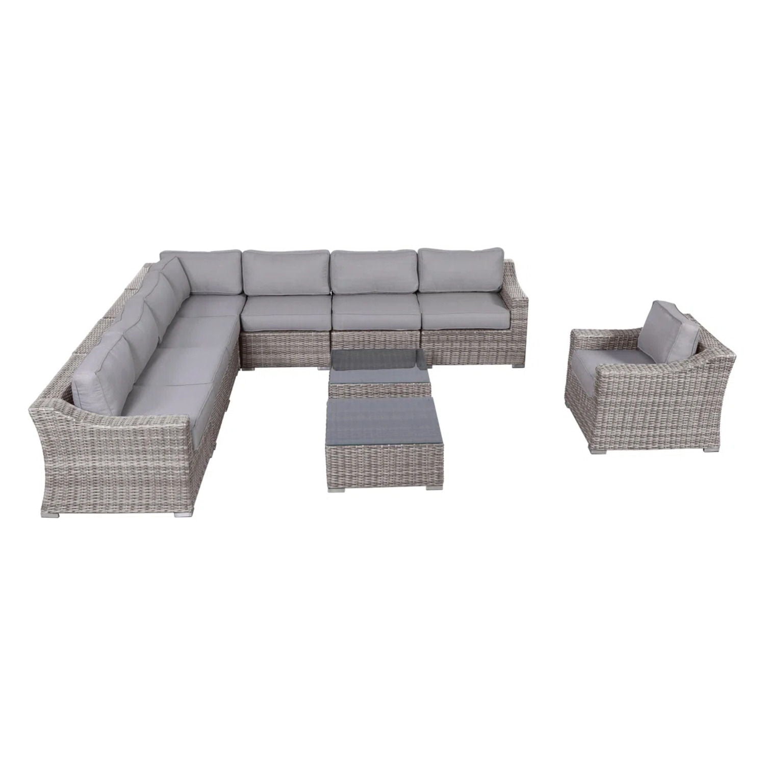 Outdoor Wicker Conversation Set With Cushions, All Weather