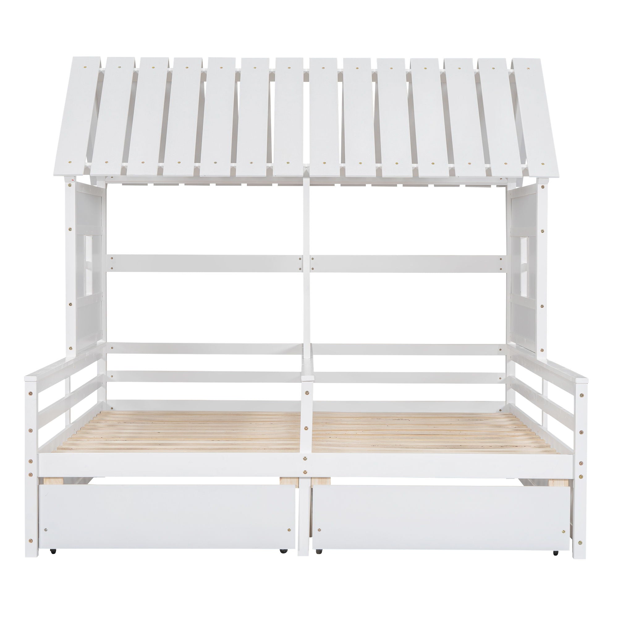 House Platform Beds With 2 Drawers, Side By Side Design