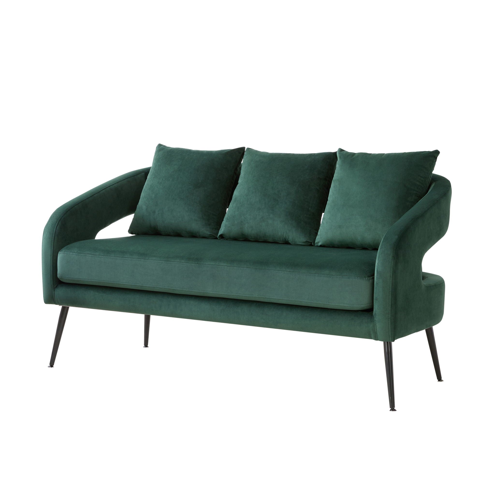 Open Back Loveseat Settee With 3 Pillows