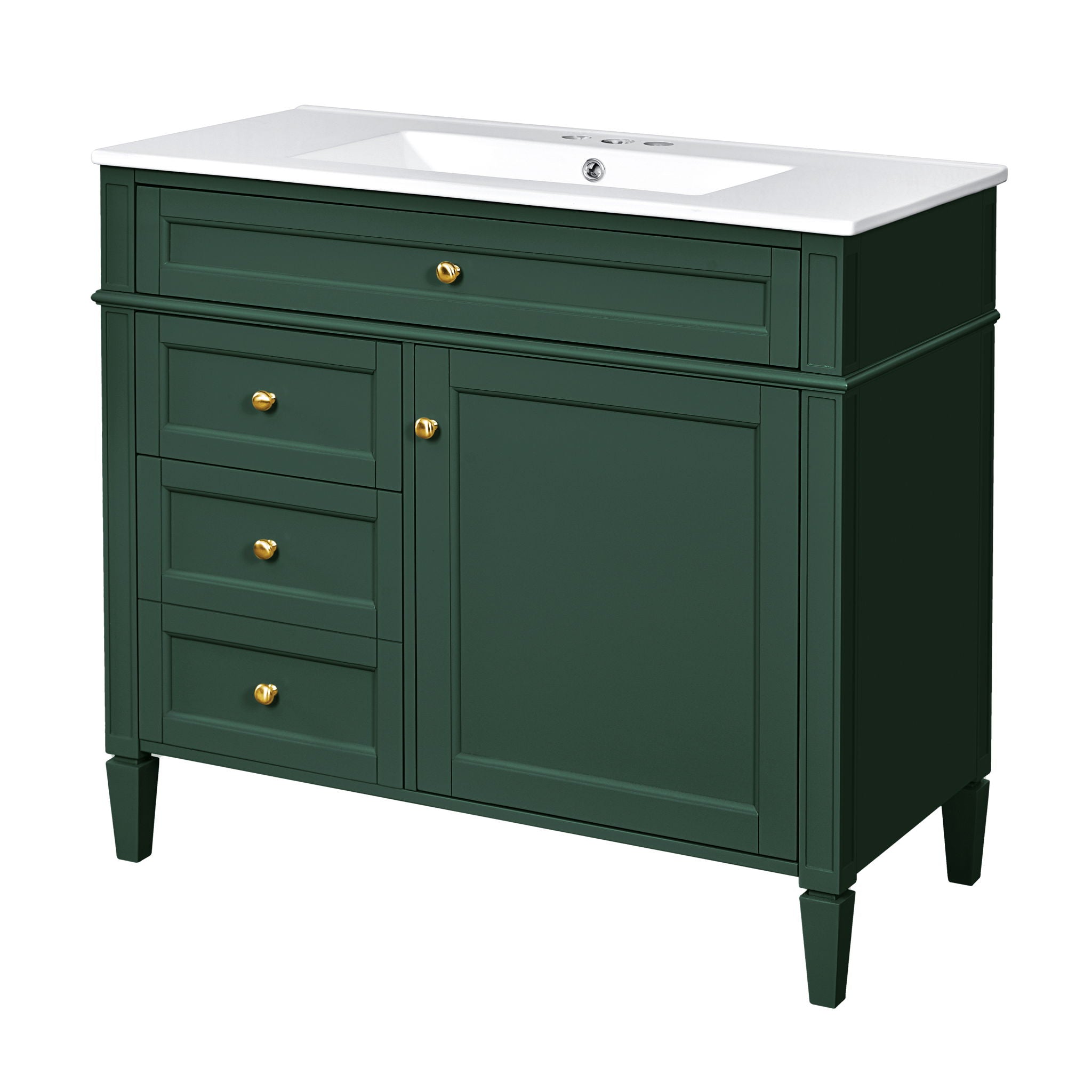 Bathroom Vanity With Top Sink, 2 Drawers And Tip Out Drawer