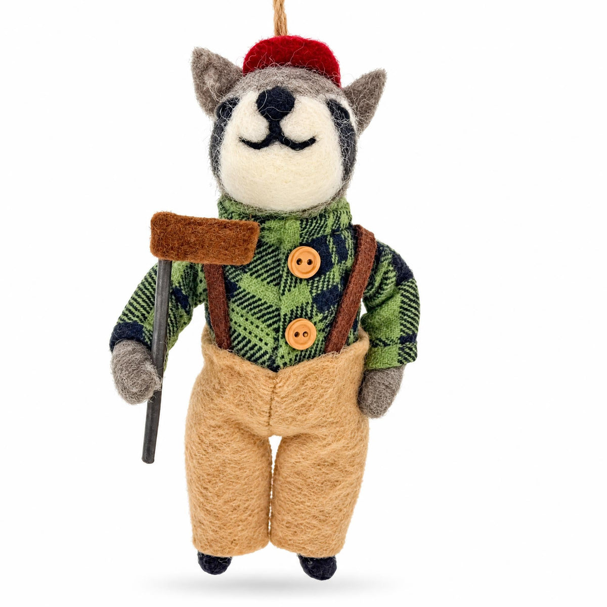 Lumberjack Sloth Plaid Shirt Felt Fabric Christmas Ornament