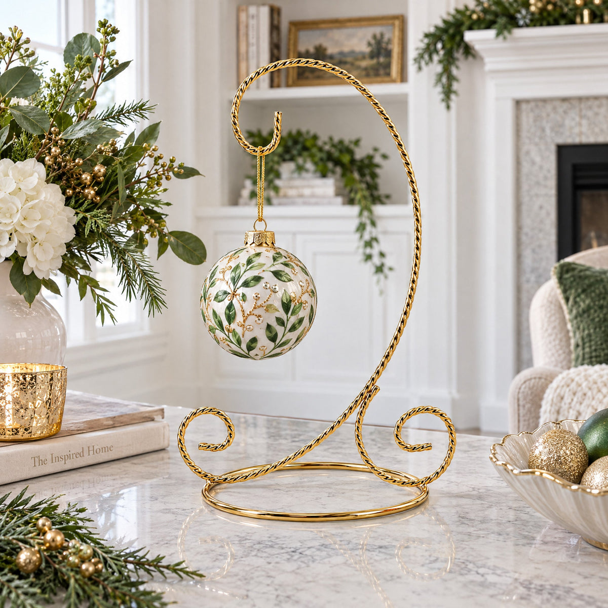 Twisted Wire Gold Metal Ornament Stand Display 7.2 Inches
