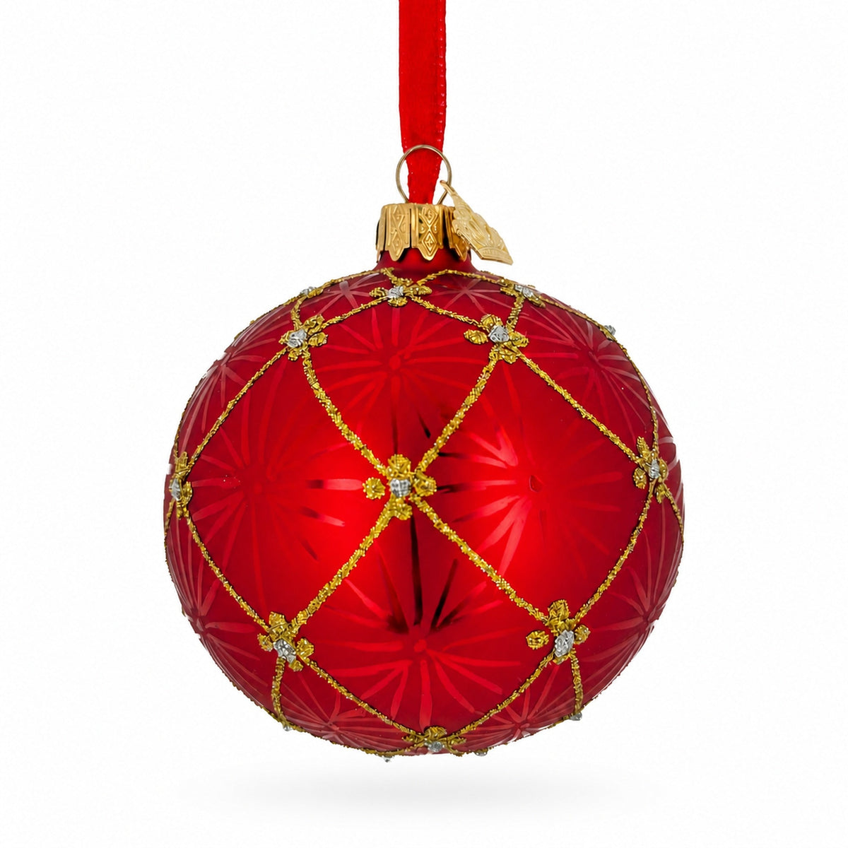 1897 Coronation In Red Royal Egg Glass Ornament 3.25 Inches