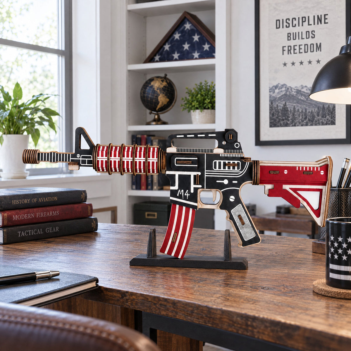 M4 AR-15 Model Kit - Wooden Laser-Cut 3D Puzzle (66 Pcs)