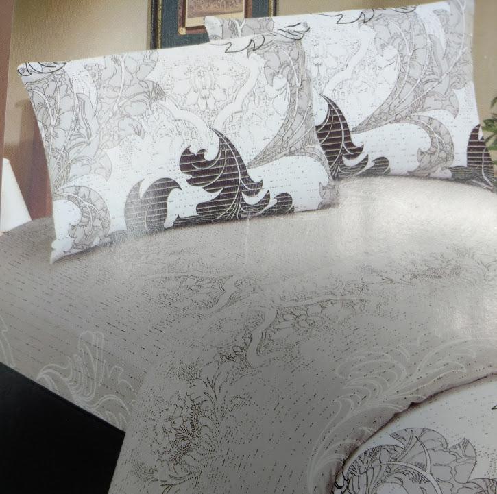 DaDa Bedding Paisley Grey Floral Leaves Fitted Sheet & Pillow Cases Set (FTS8197)
